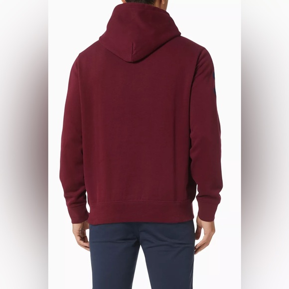 Men's Burgundy Polo Embroidered Hoodie - Picture 6 of 8